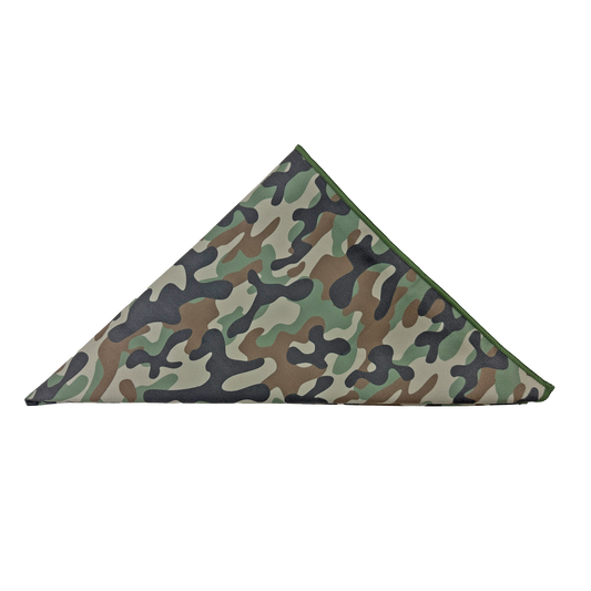 Camouflage-patterned bandana on a white background
