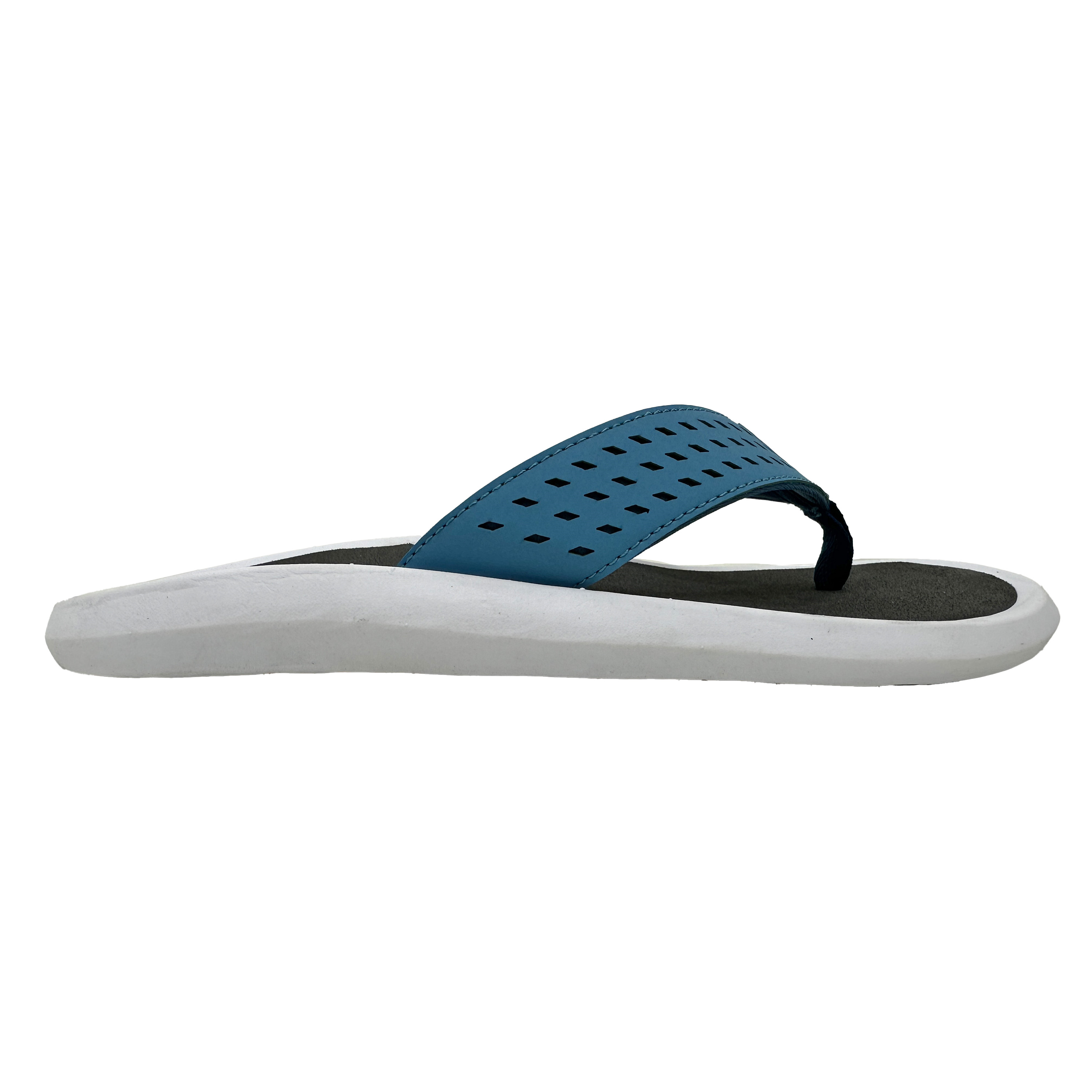 Blue sandal with white sole on a white background