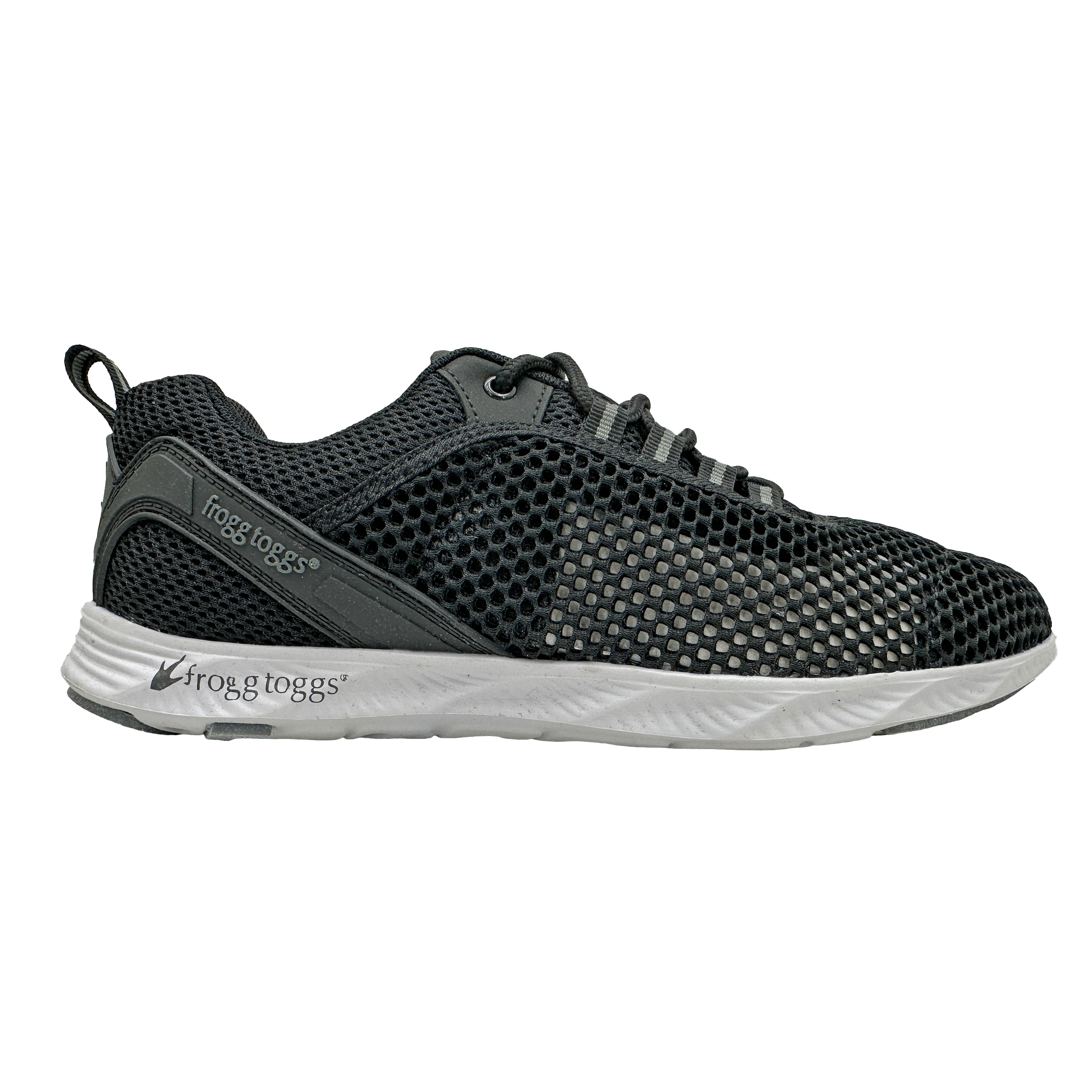Black water type sneaker on a white background