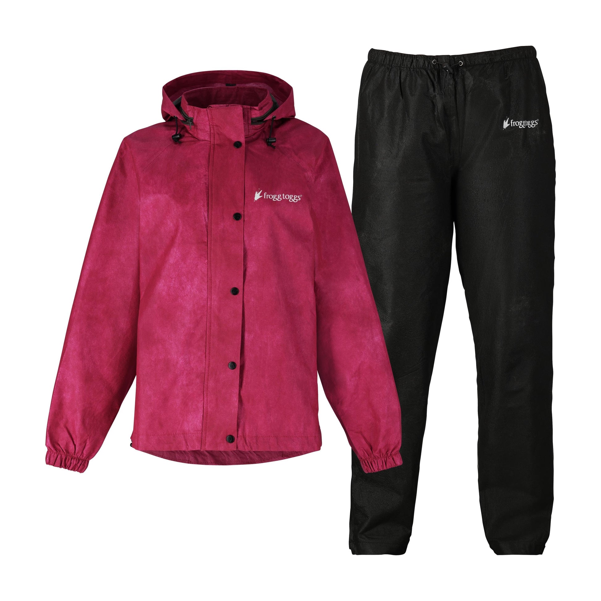 Frogg Toggs® Women's Classic All-Purpose Waterproof Breathable Rain Suit Black Cherry and Black / MD