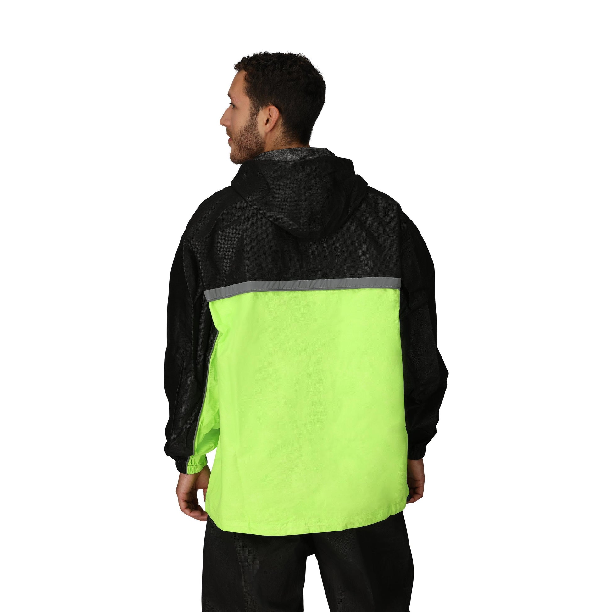Frogg Toggs® Men's Road Toad Reflective Jacket Black and High Vis Green / LG