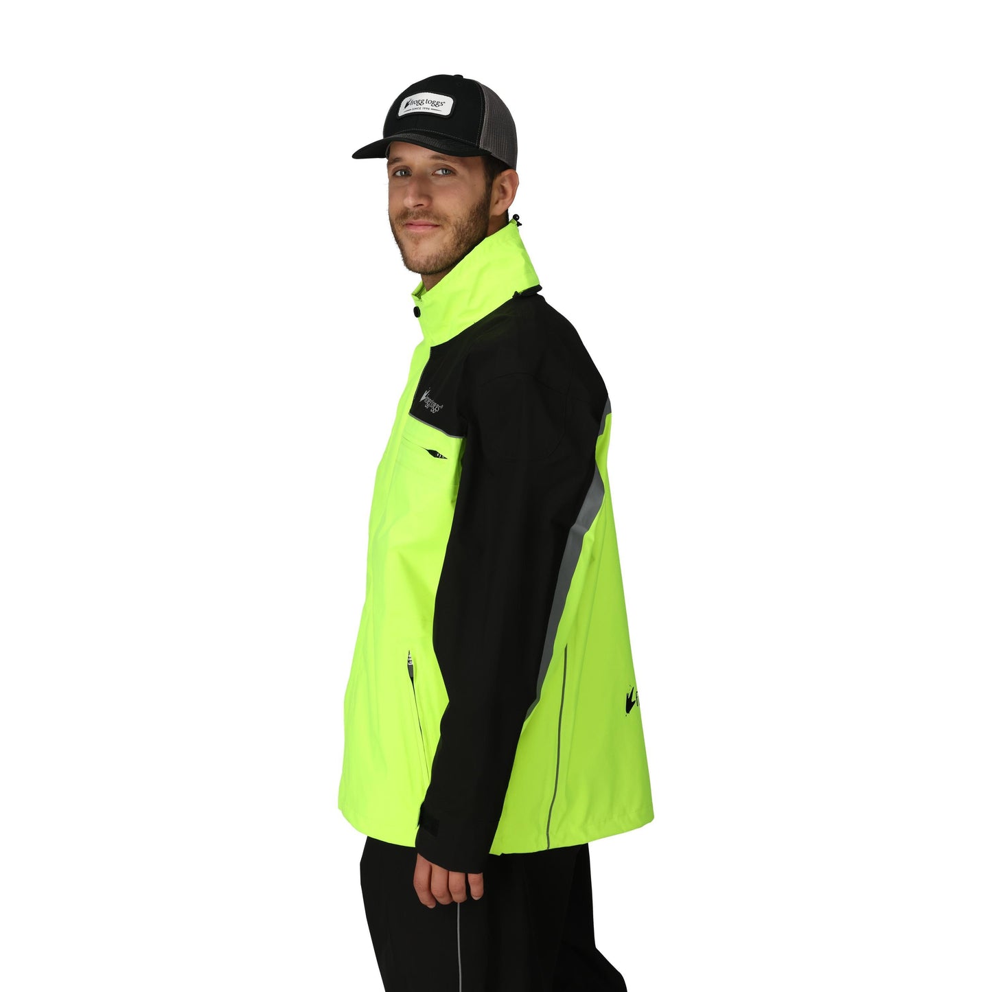 Frogg Toggs® Men's Pilot II Waterproof Cruiser Jacket Black and High Vis Green / LG