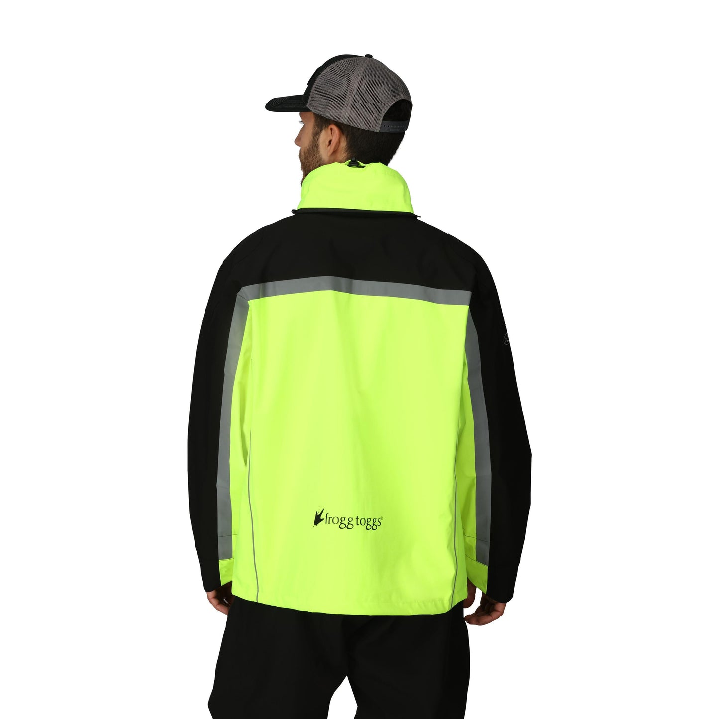 Frogg Toggs® Men's Pilot II Waterproof Cruiser Jacket Black and High Vis Green / LG