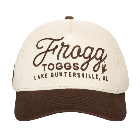 Cap with 'Frogg Toggs' logo and text on a white background