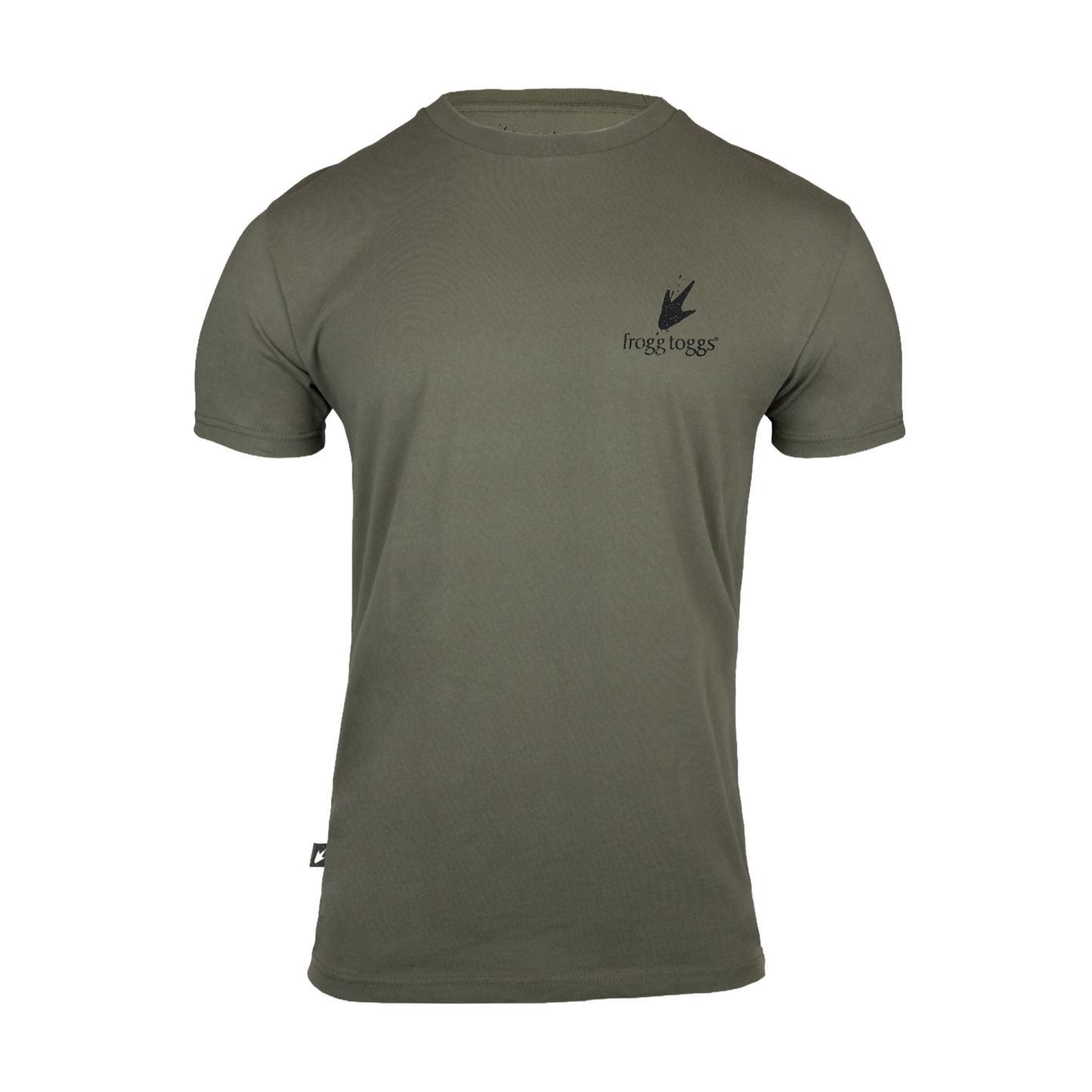 Green t-shirt with a logo on a white background