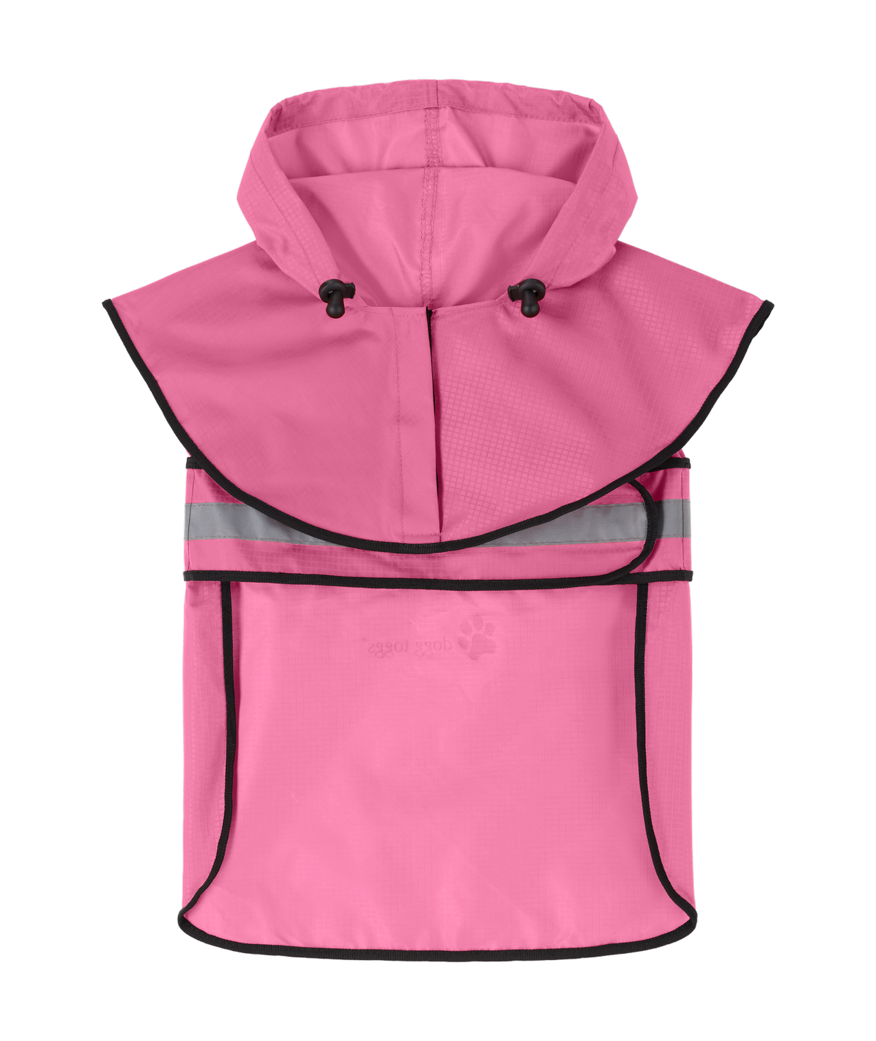 Pink raincoat with reflective stripes on a white background