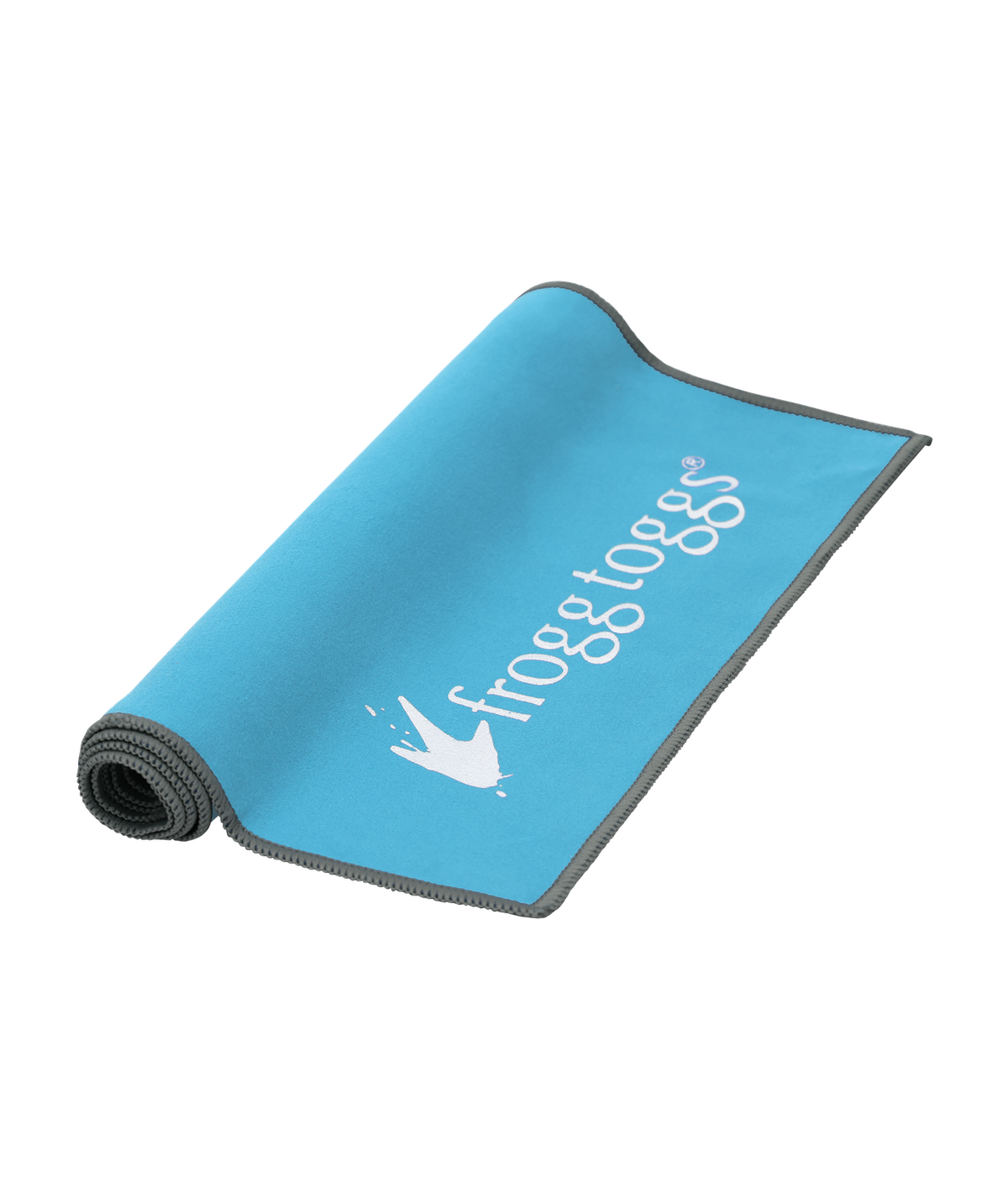 Blue cooling towel with 'Frogg Toggs' logo on a white background
