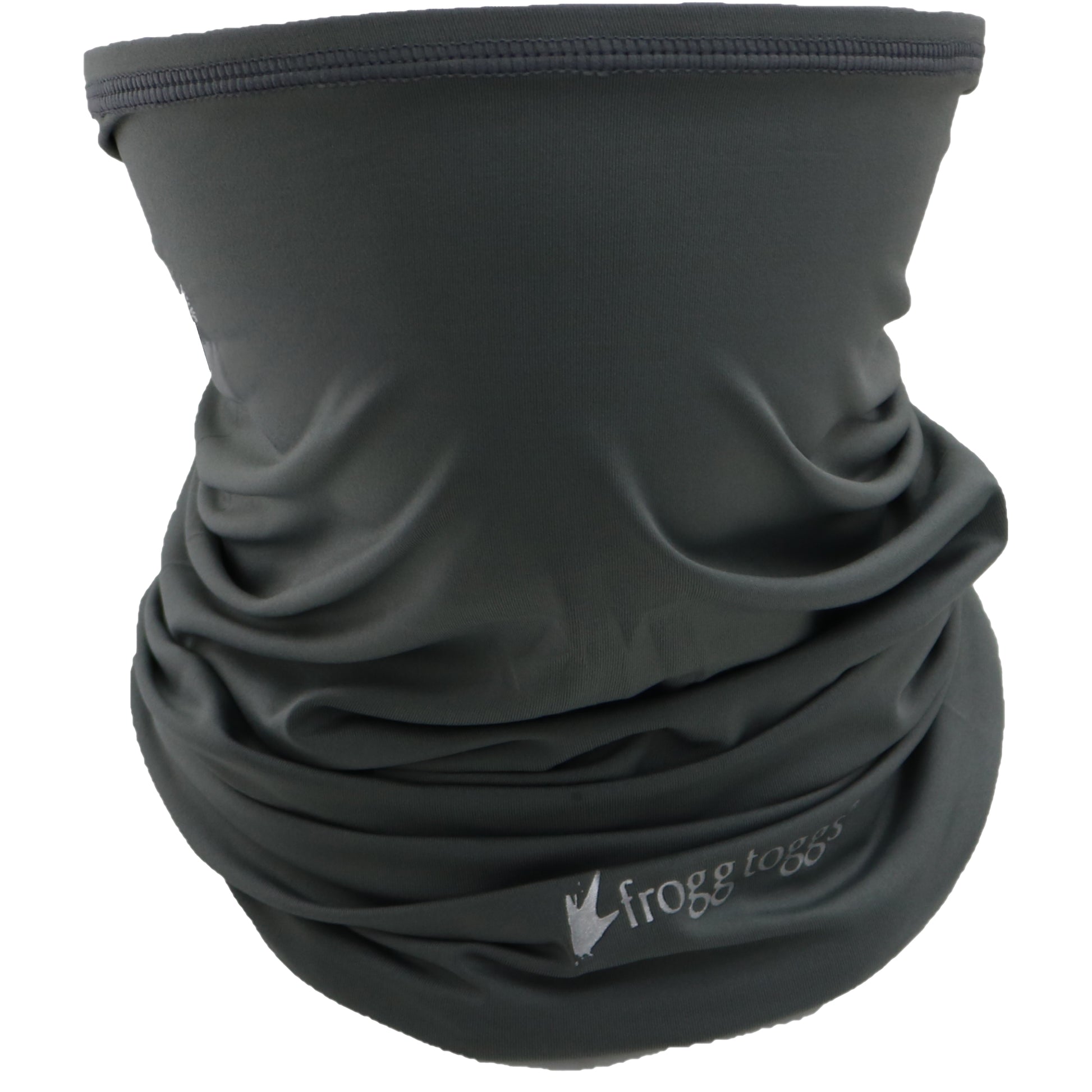 Black neck gaiter with frogg togs logo on a white background