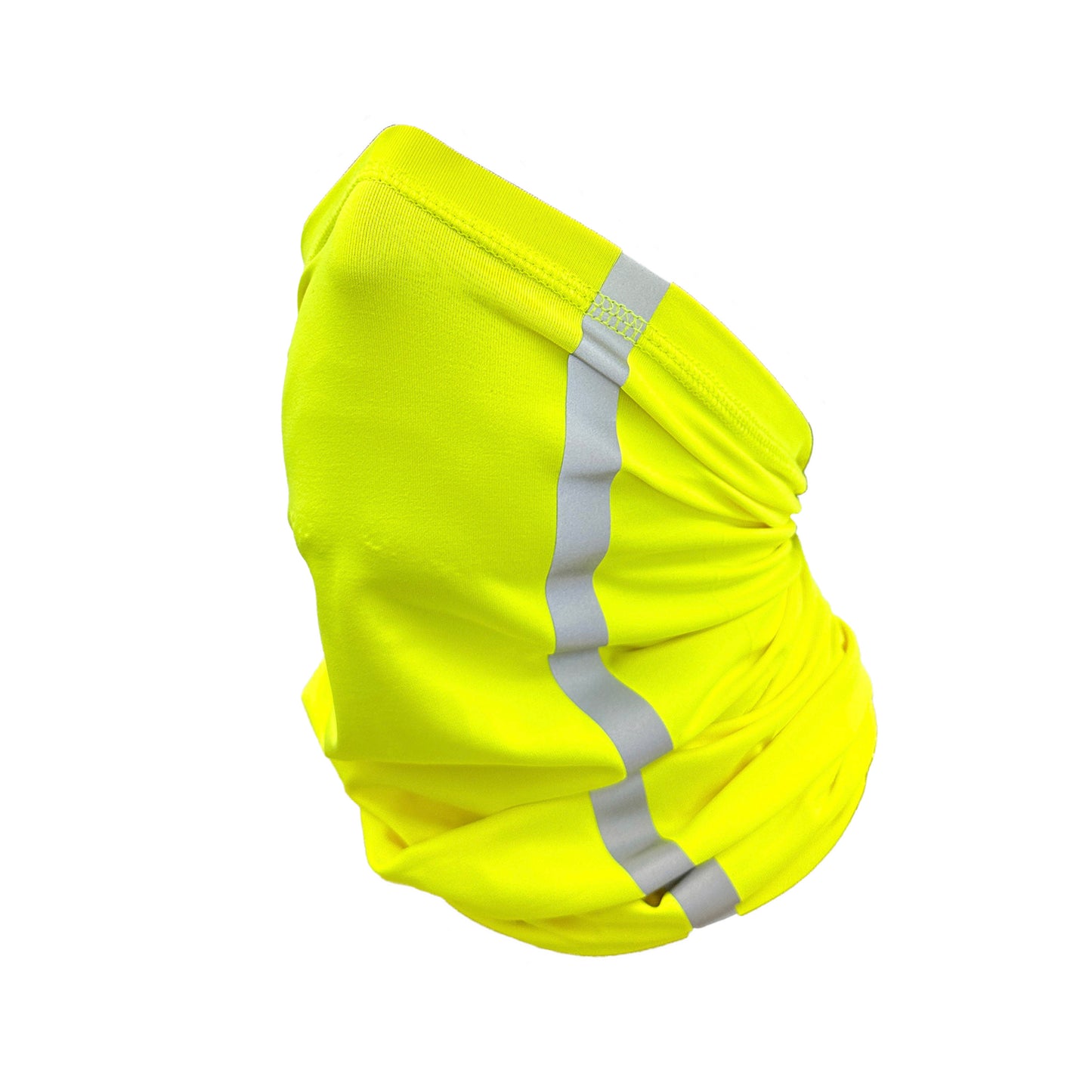 hi vis green neck gaiter with reflective strip