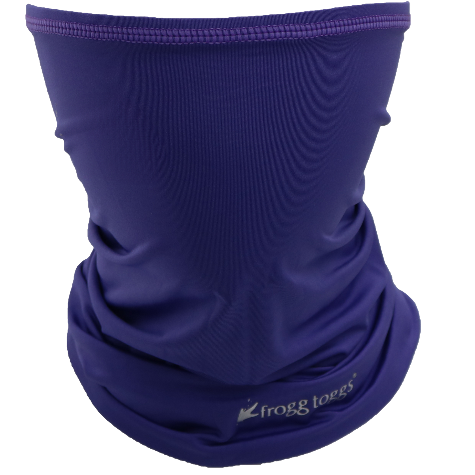 Purple frogg toggs cooling neck gaiter with gray logo