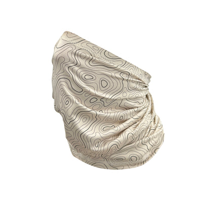 Cream colored Neck gaiter with topographic pattern