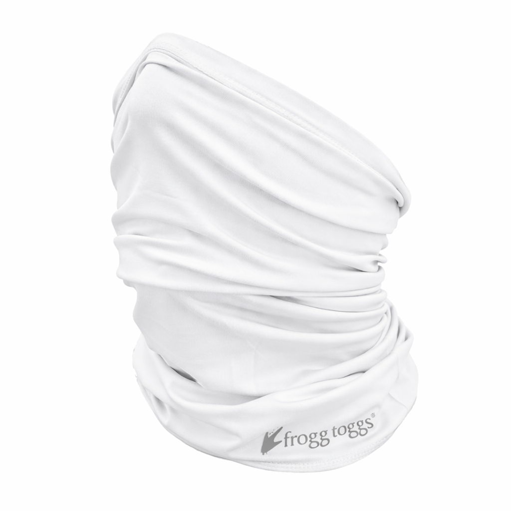 white neck gaiter on white background
