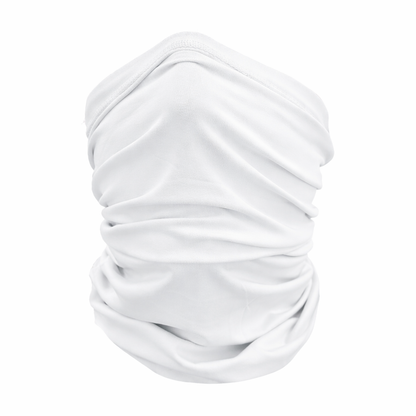 white neck gaiter on white background

