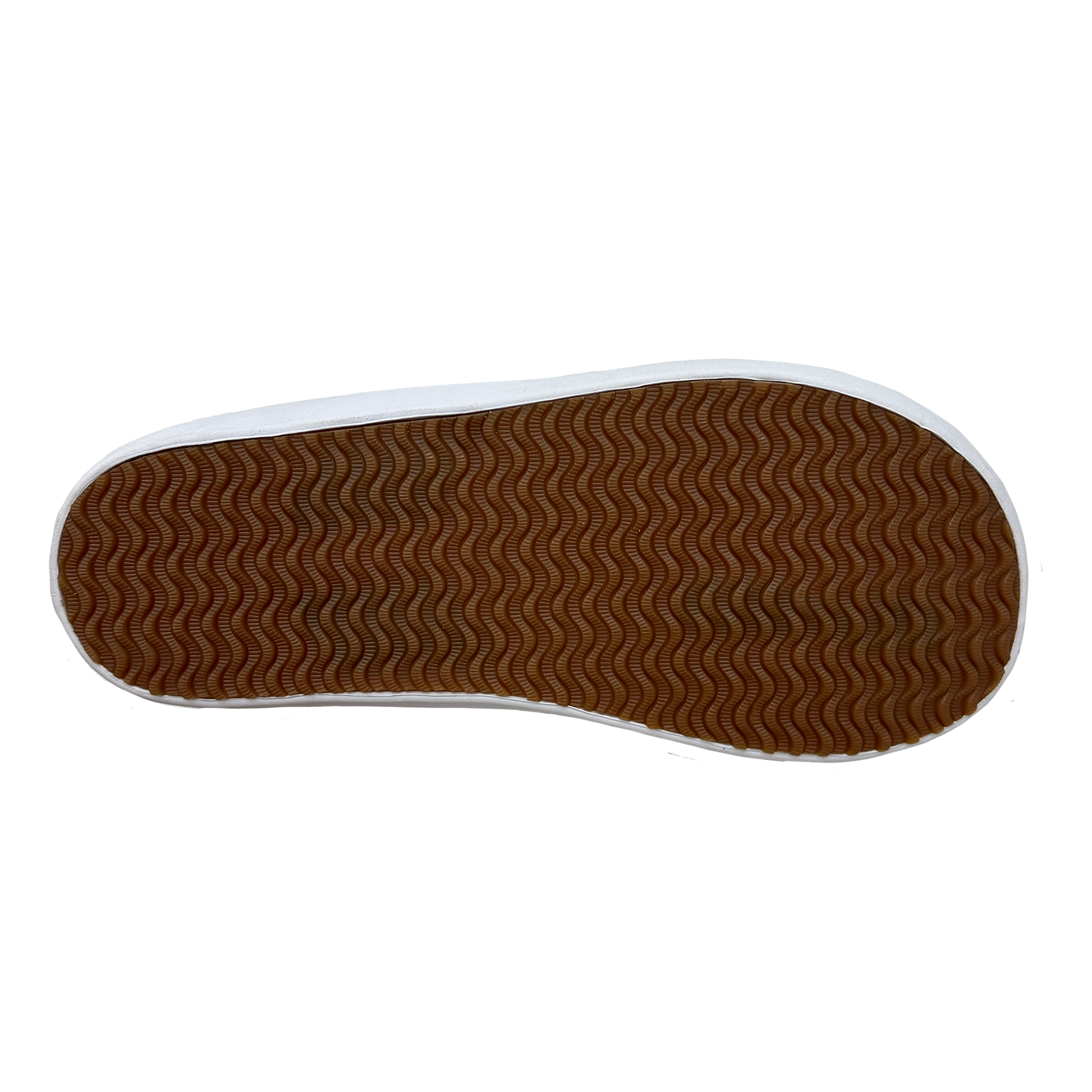 Brown shoe sole with white border on a white background