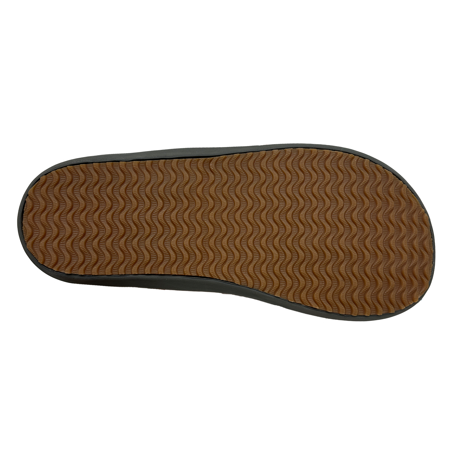 Brown shoe sole with wavy pattern on a white background