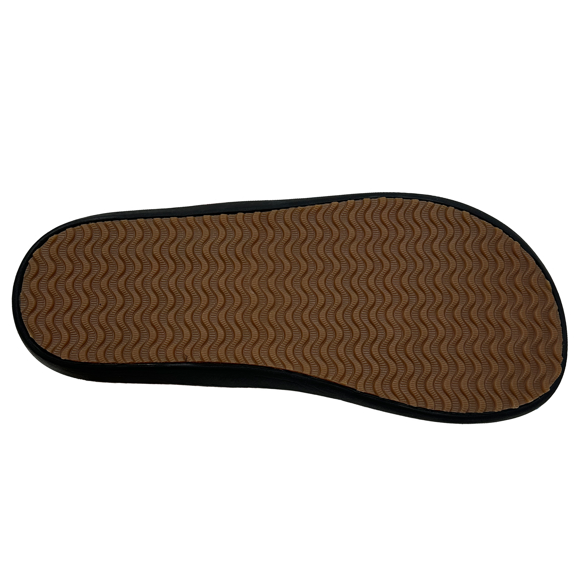 Brown shoe sole with wavy pattern on a white background