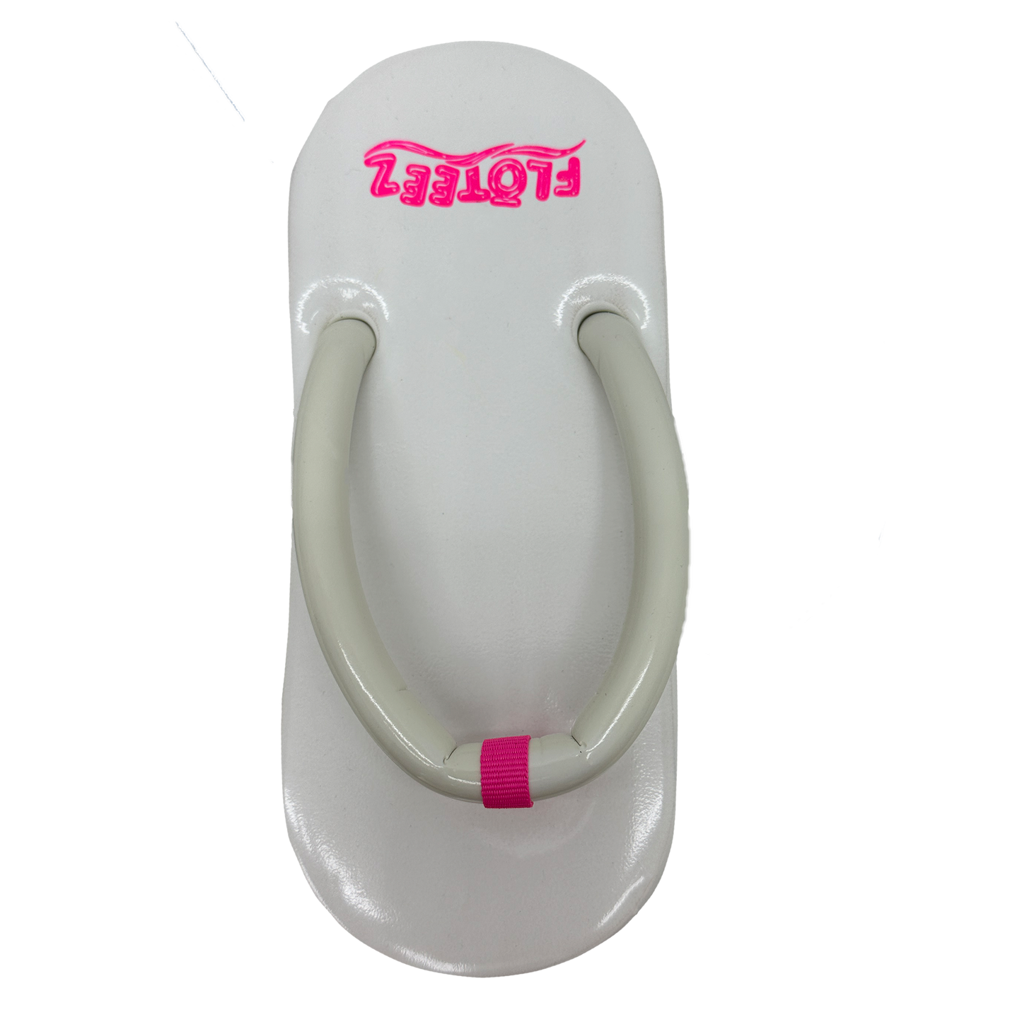 White sandal with pink accents on a white background