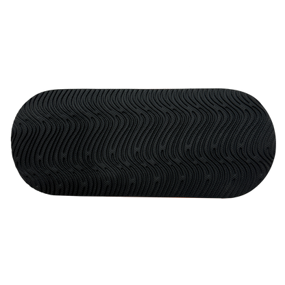 Black textured shoe sole on a white background