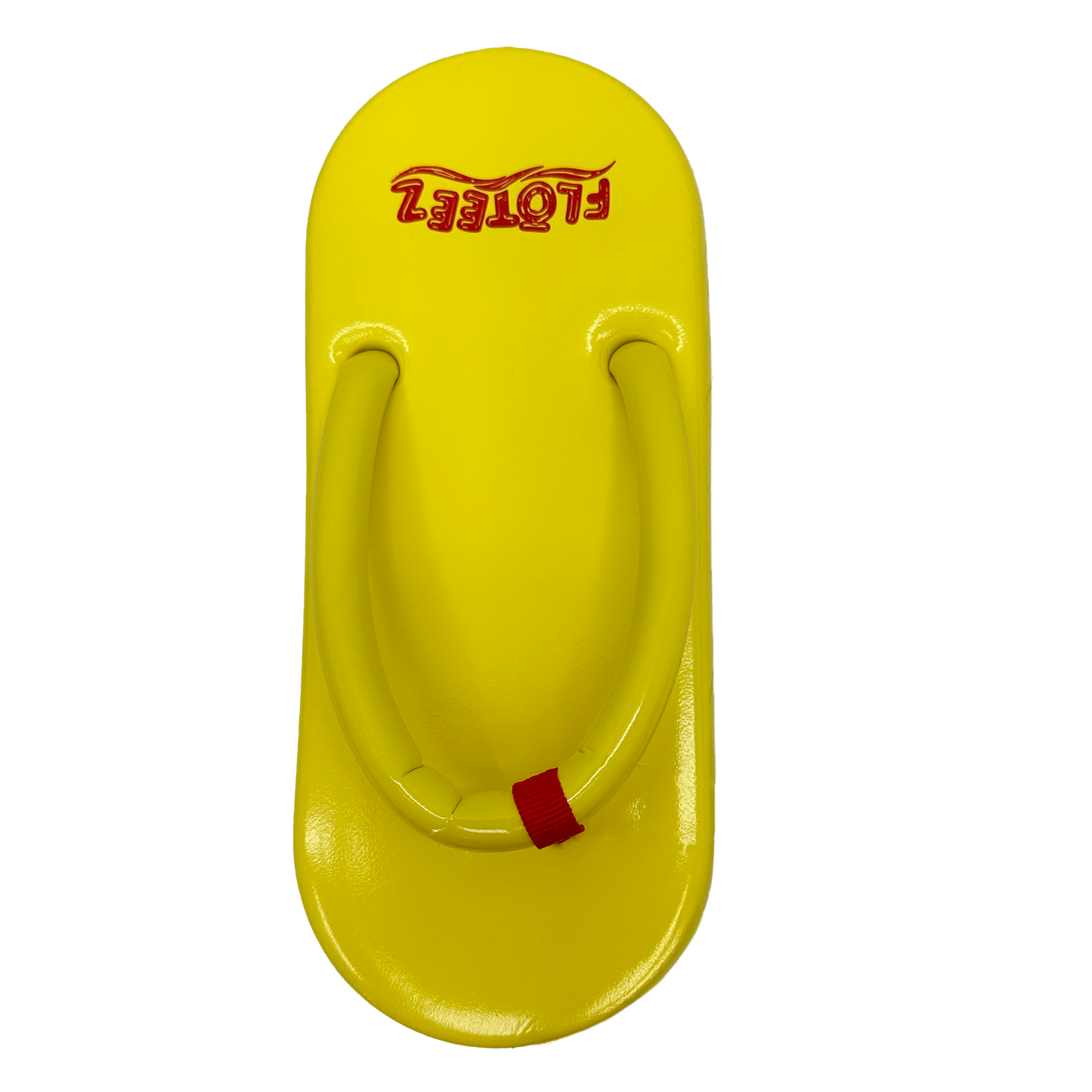Yellow sandal with red accents on a white background