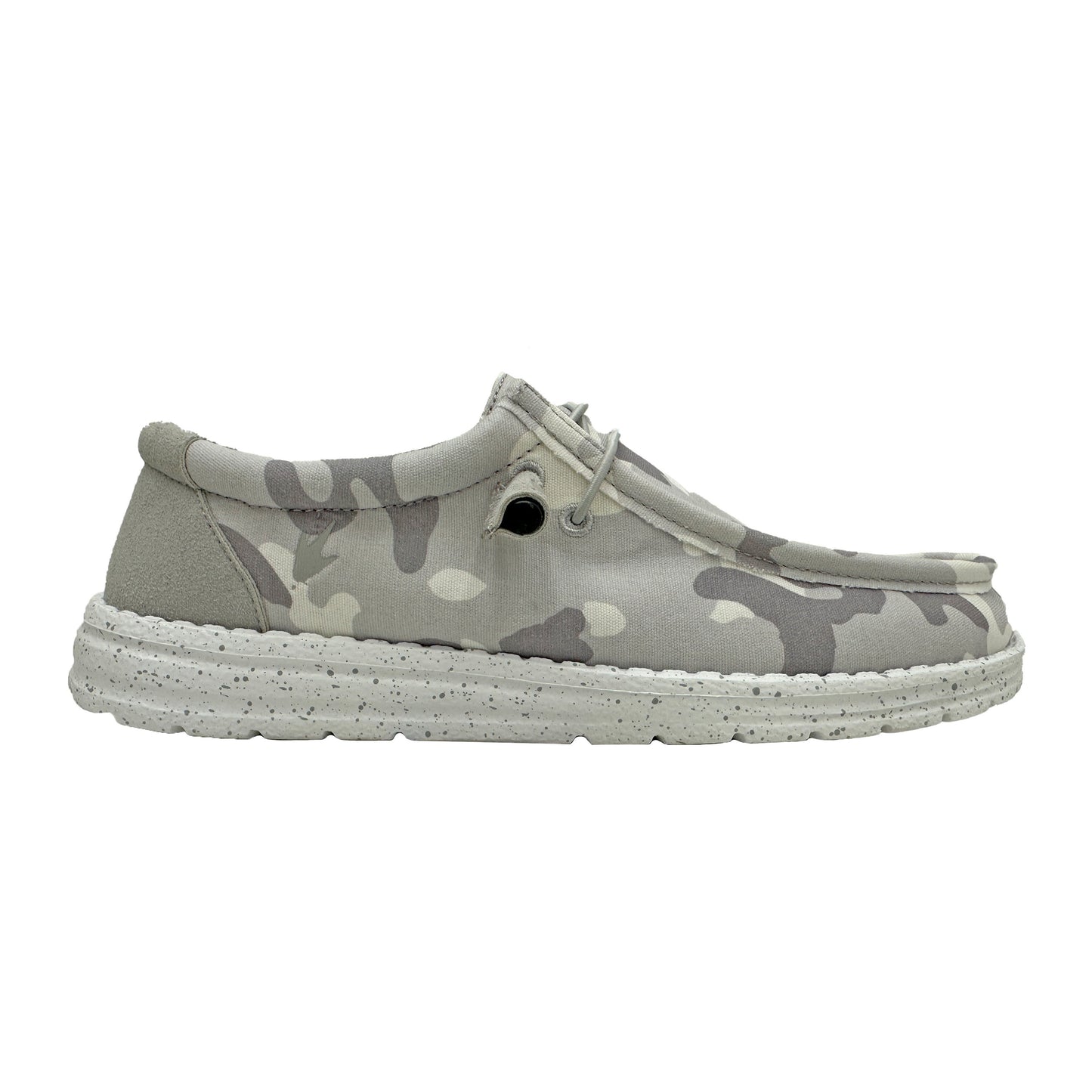 Gray camouflage shoe on a white background