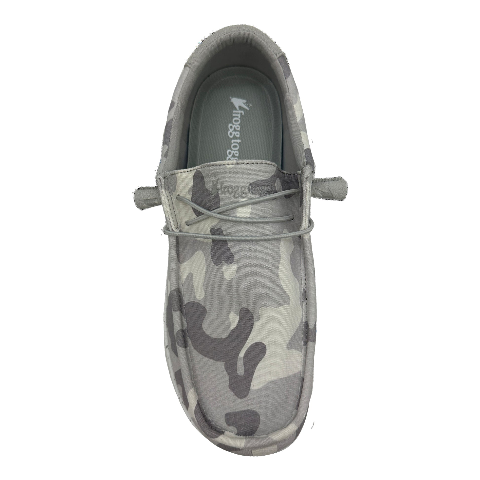 Camouflage-patterned loafer shoe on a white background