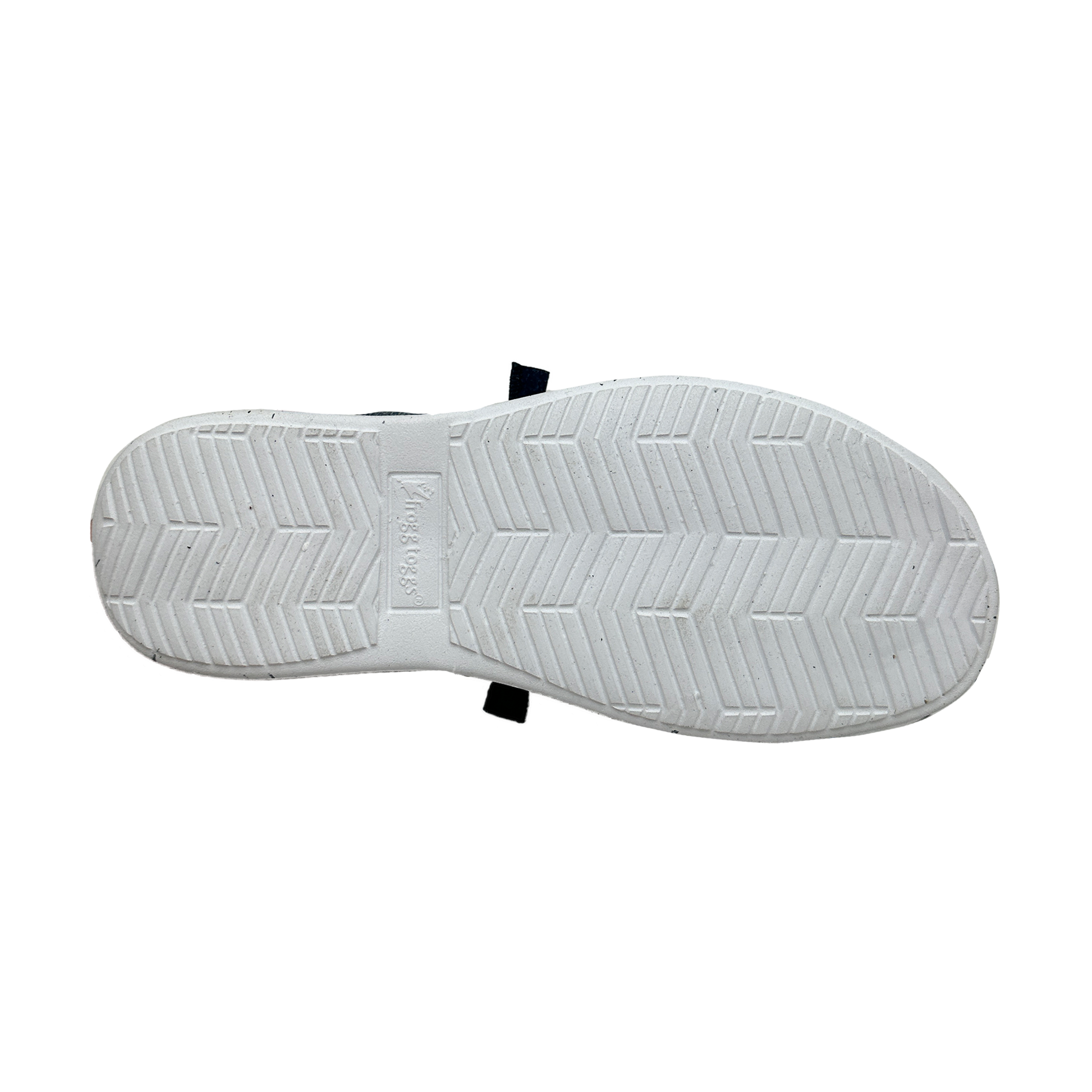 White shoe sole with tread pattern on a white background