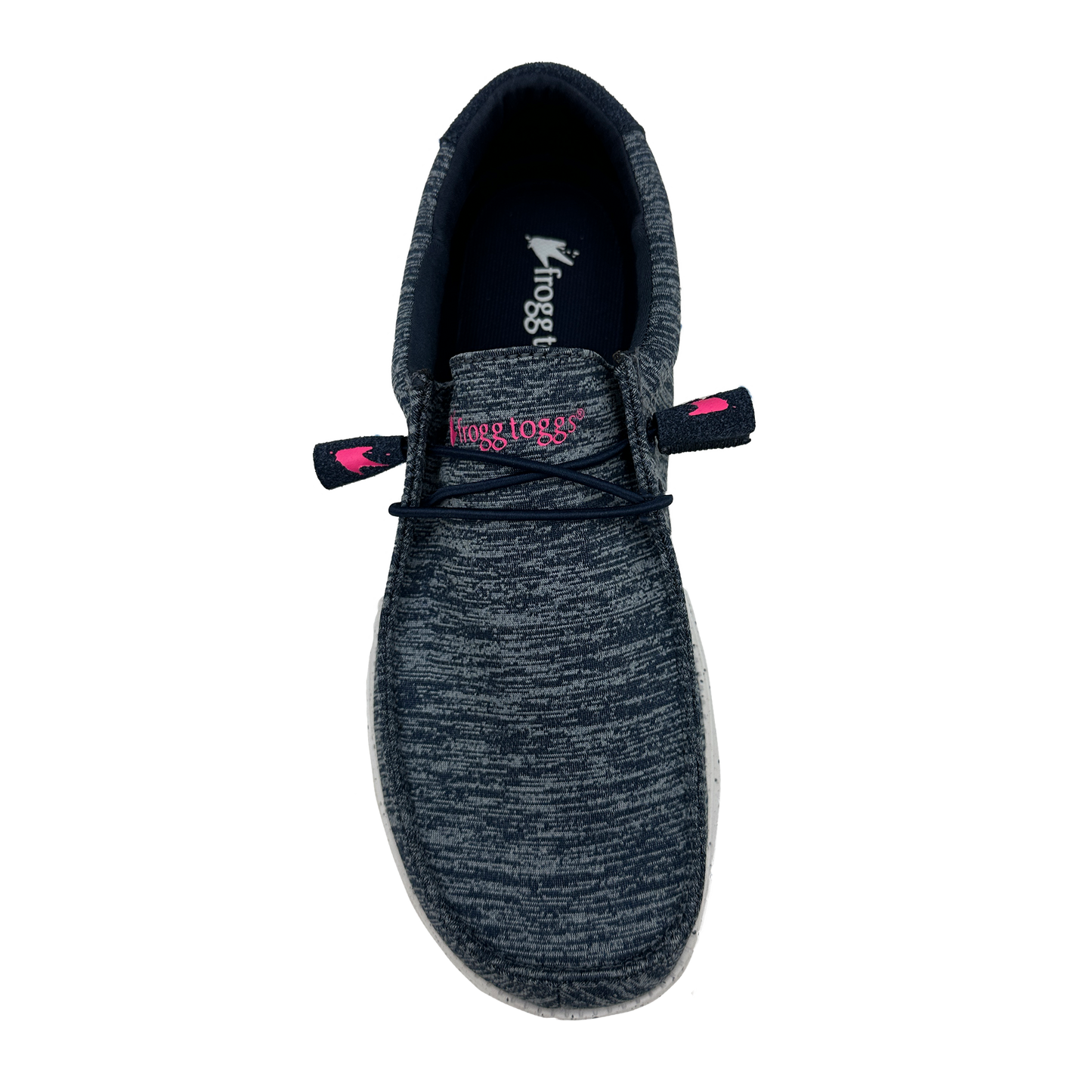 Dark gray slip-on shoe with a visible brand logo on a white background