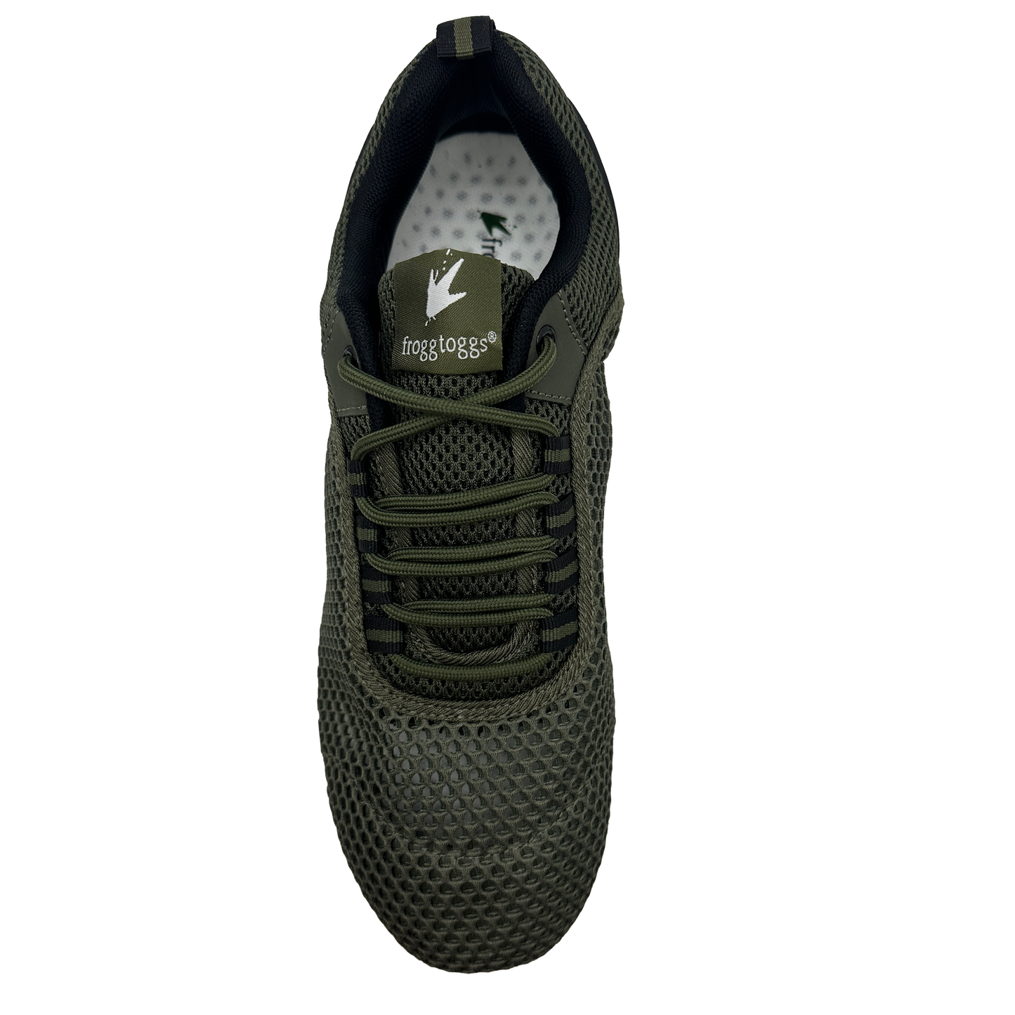Green athletic water shoe with mesh design on a white background