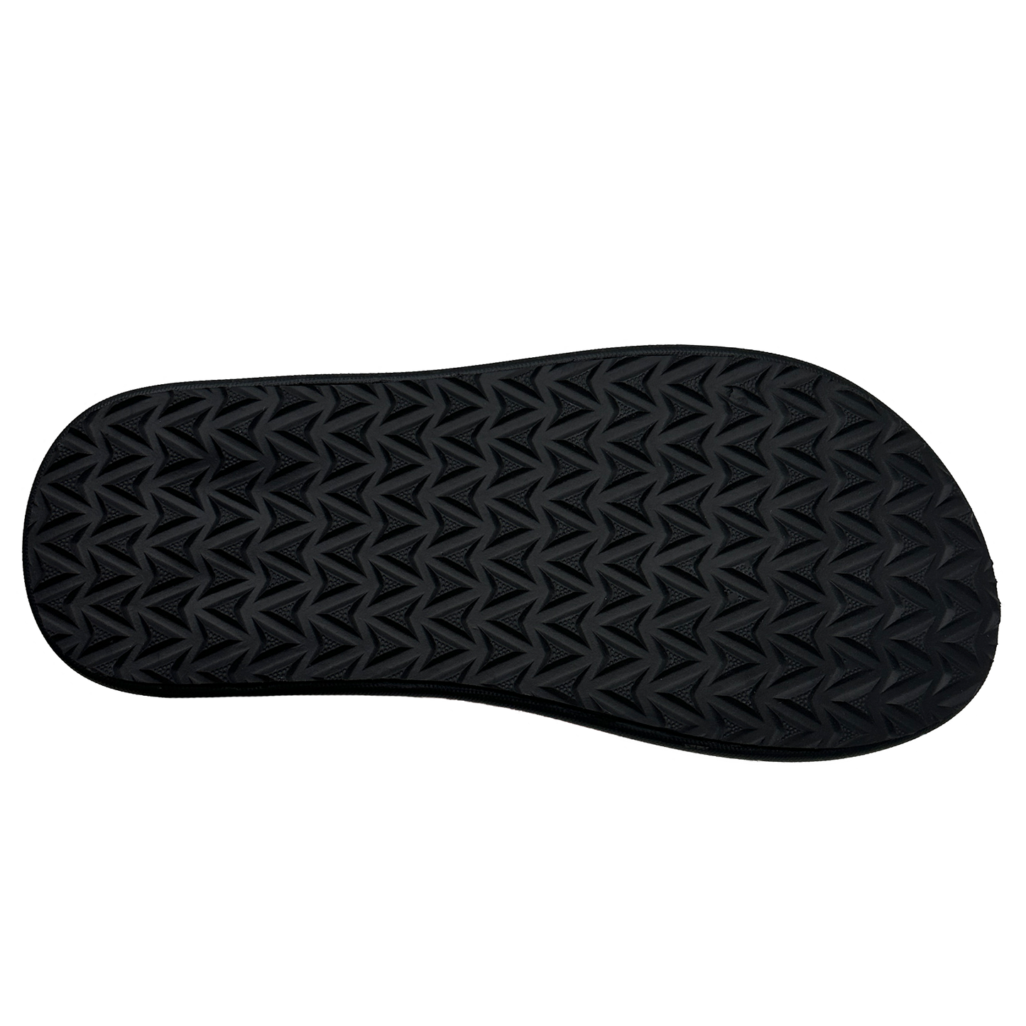 Black shoe sole with textured pattern on a white background