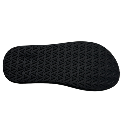 Black shoe sole with textured pattern on a white background