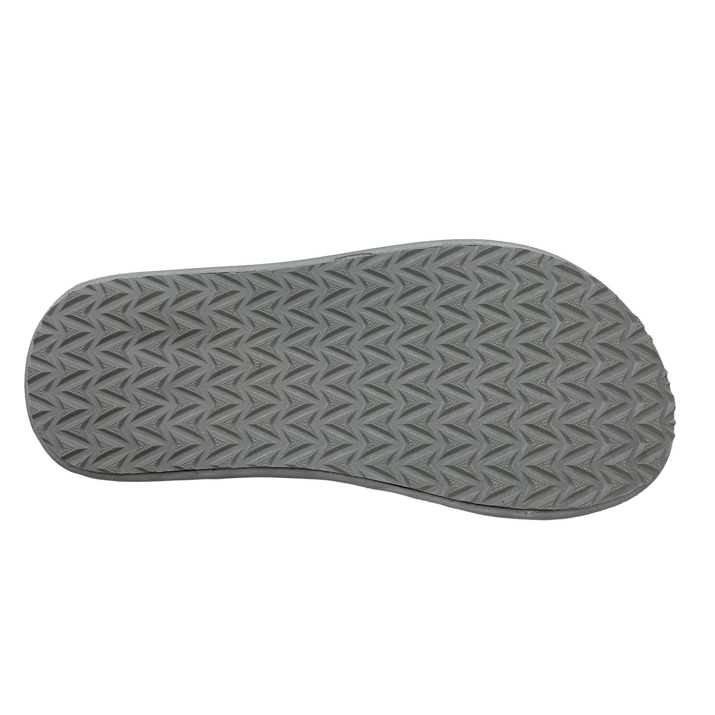 Gray sandal sole with textured pattern on a white background