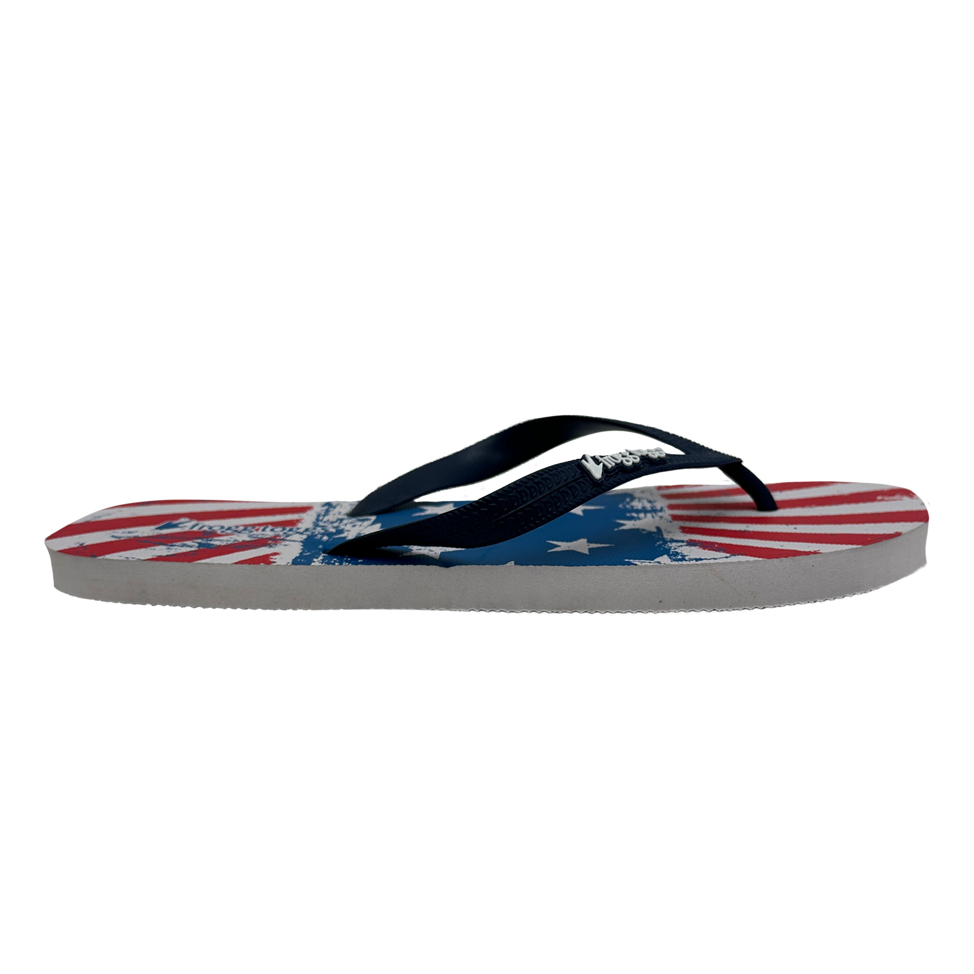 Flip-flop with American flag design on a white background