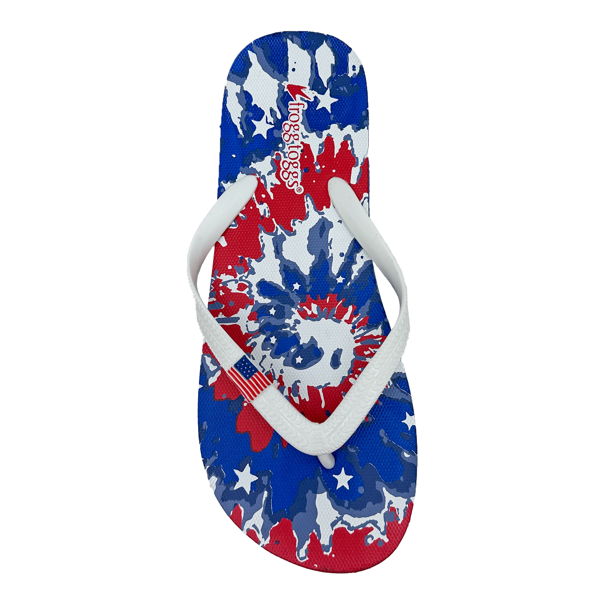 Flip-flop with American flag design on a white background