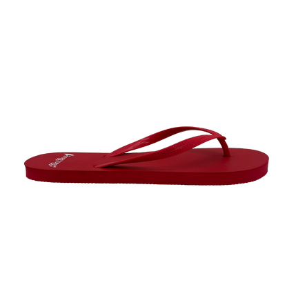 Red flip-flop sandal on a white background