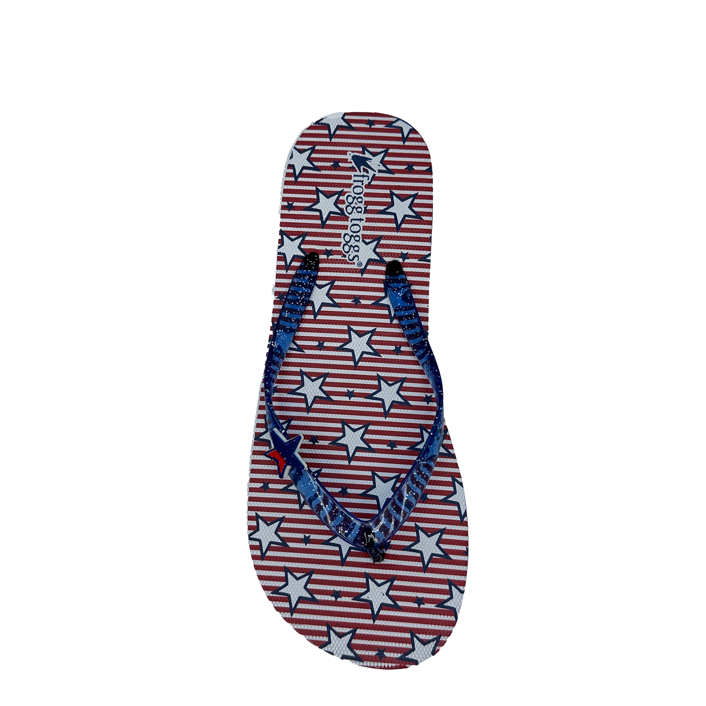 Flip-flop with star and stripe pattern on a white background