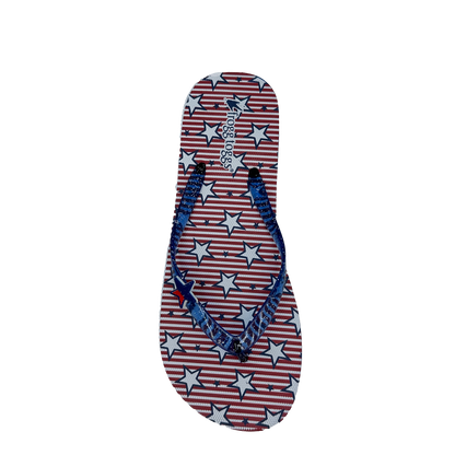 Flip-flop with star and stripe pattern on a white background