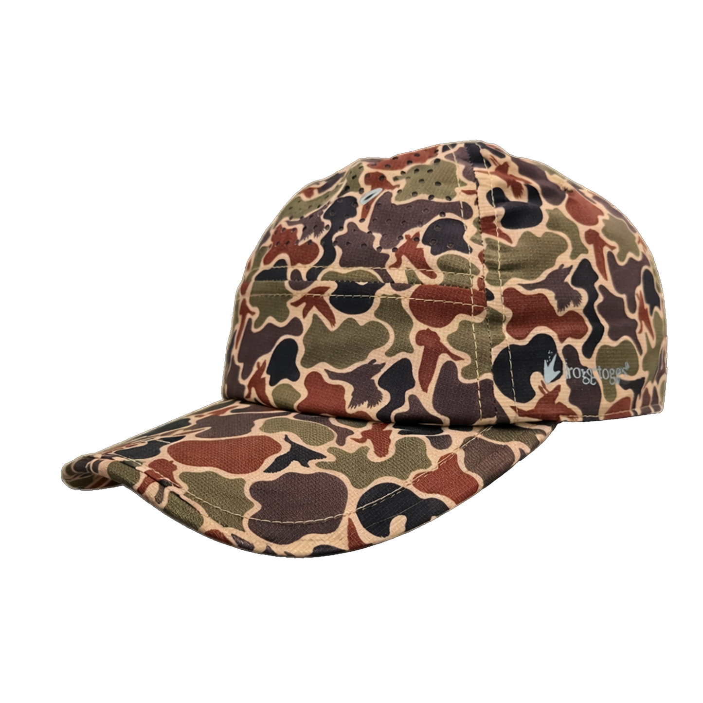 Camouflage-patterned cap on a white background