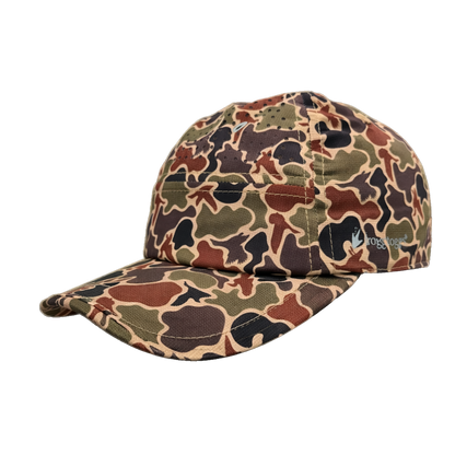 Camouflage-patterned cap on a white background