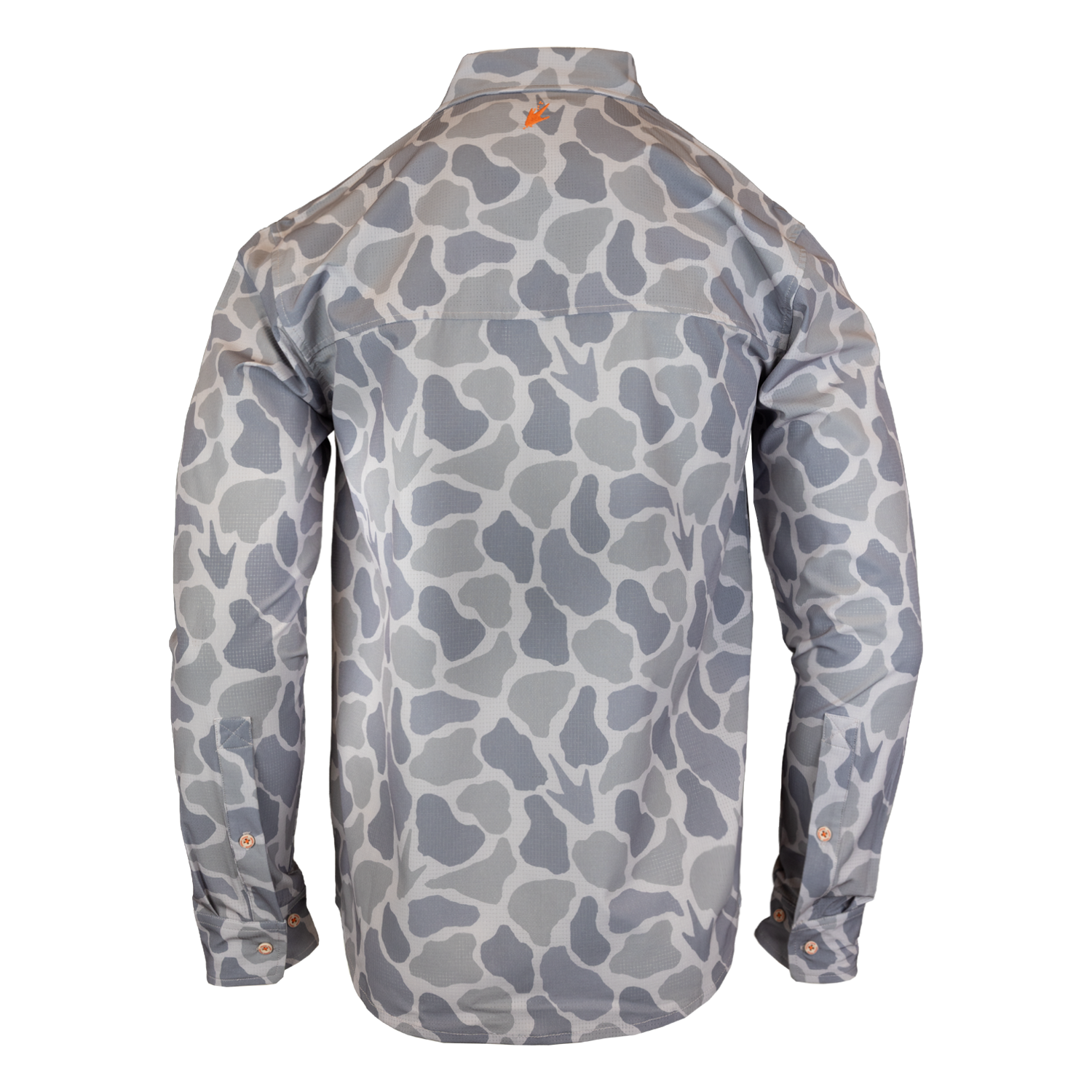 Camouflage-patterned shirt on a white background
