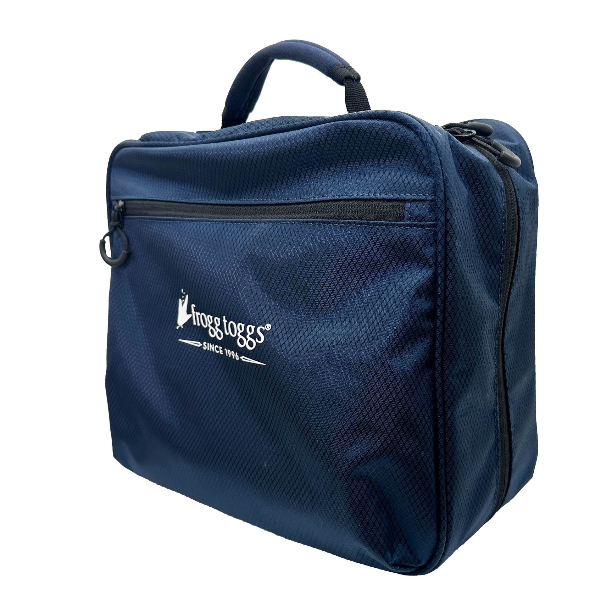 Blue tackle bag with a visible brand logo on a white background