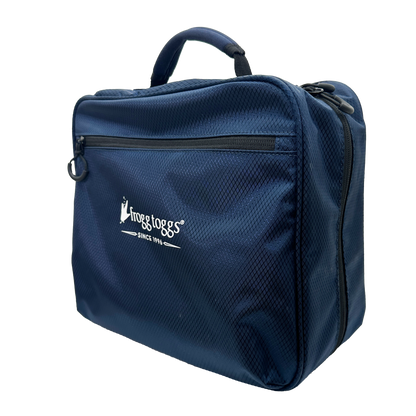 Blue tackle bag with a visible brand logo on a white background