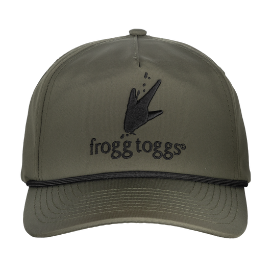 Green cap with 'frogg toggs' logo on a white background