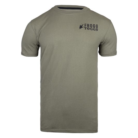 Green t-shirt with 'Frogg Toggs' logo on a white background