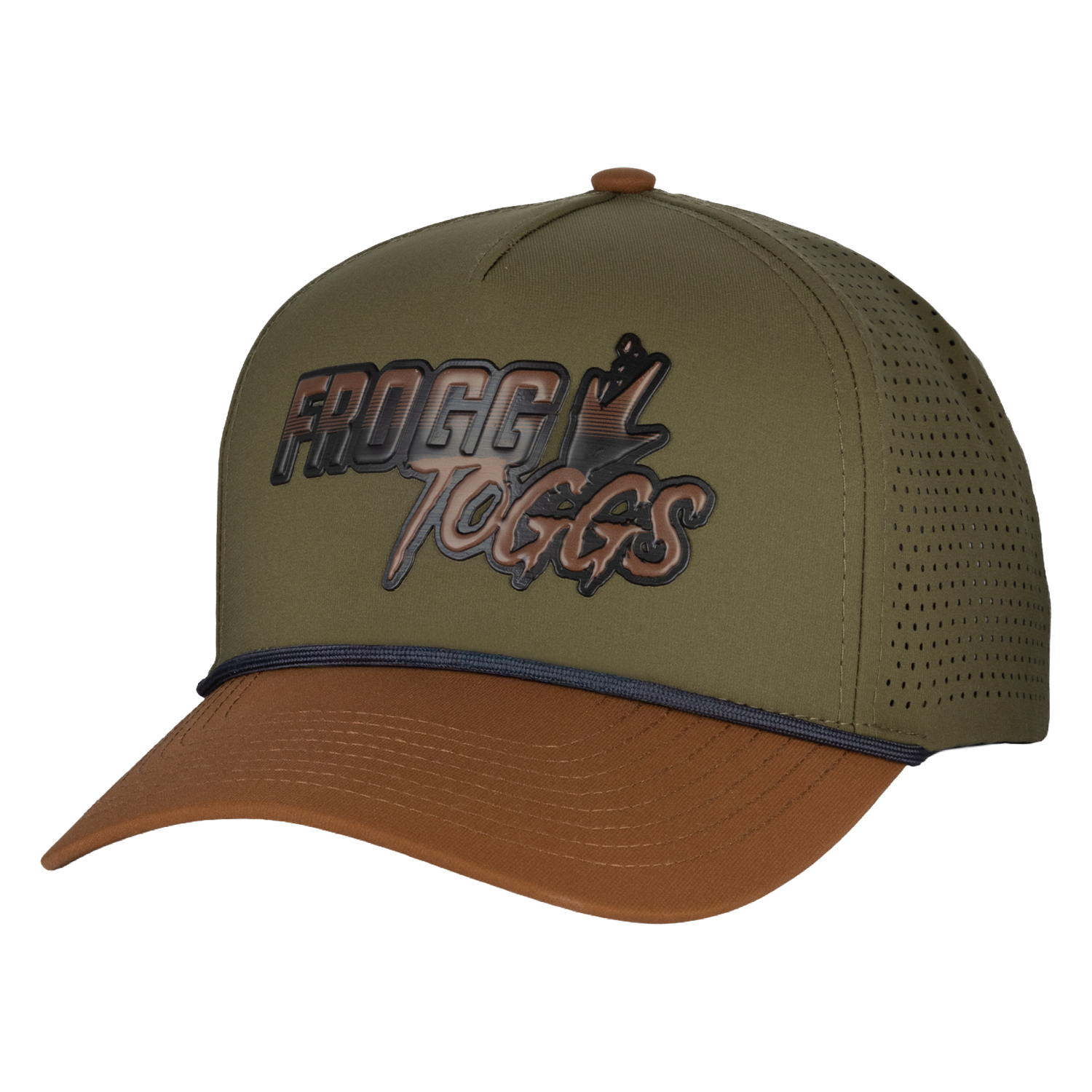 olive green cap with brown frogg toggs logo